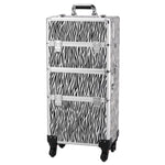 ZUN 3 in 1 Aluminum Cosmetic Makeup Case Tattoo Box White Zebra Print 25171058