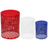 Outdoor Nesting Side Table Set of 3, Round Patio Accent Table, Metal Frame End Table for Indoor 22107489