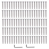 100Pcs Polished Stainless Steel Screw Fastener Kit Fits for 3/16 Inch Wire Rope Cables 25129886