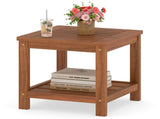 Versatile 2-Tier Wooden Side Table, Easy Assembly Nightstand for Garden Living Room Poolside 93405677