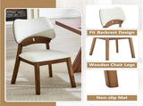 2 walnut colored solid wood dining chairs, with white PU soft packaging on the backrest and seat W1512P508904