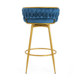 ZUN Swivel Counter Height Bar Stools Set of 2, 31." Bar Height Stools with Hand-Woven Backrest & Gold N762P216979C