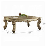 ZUN Gold Patina and Bone Coffee Table with Scrolled Leg B062P209126