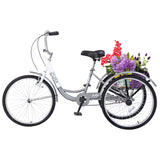 ZUN Adult Tricycle Trikes,3-Wheel Bikes,24 Inch Wheels Cruiser Bicycles with Large Shopping Basket for W101952728