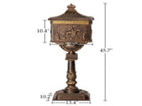 Cast Aluminum Mailbox with Post, Heavy Duty Postal Box with 2 Keys, Baffle Door, Expansion Bolts, 34328138