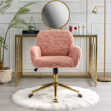 ZUN Furniture Office Chair,Artificial rabbit hair Home Office Chair with Golden Metal Base,Adjustable 58136779