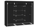 69" Portable Clothes Closet Non-Woven Fabric Wardrobe Double Rod Storage Organizer Black 23382400