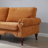 66-Inch Modern Linen Loveseat Sofa with Wooden Legs & Crystal button and Copper Nail, Tufted W1117P268787