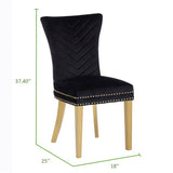 Eva 2 Piece Gold Legs Dining Chairs Finished with Velvet Fabric in Black B00960896