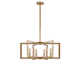 22" Modern Golden Geometric 6-Light Chandelier Industrial Metal Pendant Light Fixture for Living W1340P279979