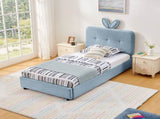 Twin Size Kids Upholstered Bed with Oversized Rabbit Ear Headboard, LED Light & 4 Storage Drawers, W1413P384922