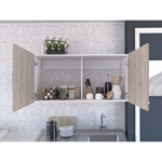 ZUN White and Light Grey 2-Door 2-Compartment Wall Cabinet B06280398