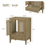 ZUN 24" Bathroom Vanity without Sink, Base Only, Rattan Cabinet with Doors and Drawer, Solid Frame and WF297609AAD