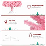 ZUN 7ft 1800 Branch PVC Branch Iron Bracket Christmas Tree Pink 65695331