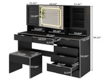 Large Vanity Table Set with LED Lighted Mirror, Vanity Desk with Charging Station, Makeup Table with 73192852