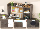 Oak Desktop Bookshelf for 27''/68.58cm Monitor, 93.9825.4073.66cm Engineered Wood Desk Hutch with 33957897