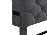 KING -Size Upholstered Platform Bed Frame with a Modern Button-Tufted Linen Fabric Headboard,USB W311P285483
