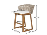 Outdoor Acacia Wood Bar Stools , Teak Finish Bar Height Chairs with Beige Cushion & Light N773P306707B