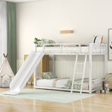 Metal Bunk Bed with Slide, Twin over Twin, White MF285671AAK