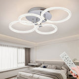 Modern LED Flush Mount Ceiling Light with Dimmable Remote Control, 6Rings Acrylic for Bedroom, 98567404