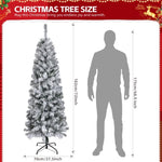 ZUN 6 FT Snow Flocked Hinged Tree, Artificial Pencil Tree, Unlit Artificial 08941158