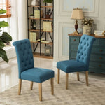 ZUN Habit Solid Wood Tufted Parsons Dining Chair, Set of 2, Blue T2574P164541