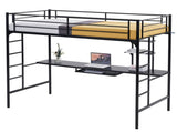 198*143*182cm With Table Shelf Elevated Bed Iron Bed Black 26471128