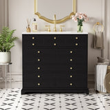 36'' Bathroom Vanity with Ceramic Sink Combo, Solid Wood Frame Bathroom Storage Cabinet, N710P195628B