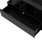 ZUN U-Can LED Coffee Table with Storage, Modern Center Table with 2 Drawers and Display Shelves, Accent WF307038AAB