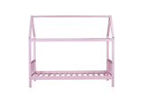Twin House Bed with Headboard and Footboard, Twin Rubber Wood Bed with House Frame,Pink W504P225964