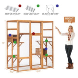 ZUN Outdoor Cat Enclosure, Large Wood Cat Cage with Sunlight Top Panel, Perches, Sleeping Boxes, Pet W2181P152977