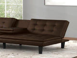 Futon Sofa Bed Contemporary Style Brown Finish Convert Into Bed Biscuit Tufting Seat And Back Seat B2741P363837