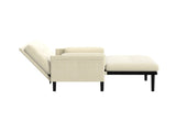 Ivory Corduroy Loveseat, Convertible Lounge Chair and Bed W570P195339