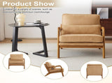 Low Arm Accent Chair - Khaki Corduroy Upholstered Indoor Lounge Chair, Compact Single Seater with 77115487