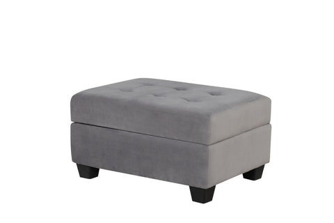 ZUN Omega Velvet Upholstery Contemporary Ottoman with Storage Made with Wood Gray B009P169822