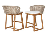 Outdoor Acacia Wood Bar Stools , Teak Finish Bar Height Chairs with Beige Cushion & Light N773P306707B