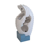 ZUN 16.9x10.2x31.9" White Abstract Water Fountain with Blue Base with Light, for Indoor and Outdoor W2078138947