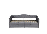 Upholstered Daybed with Storage Drawers, Wood Daybed Twin Size, No Box Spring Needed, Grey W1670P255474