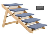 Wooden 5-Step Pet Stairs, Foldable Dog Steps for Beds, Sofas, and Cars, 110lbs Capacity, Durable and 97417709