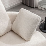 Oversize Round Swivel Chair Cozy Club 360 degrees Swivel Sofa with 3 Pillows Fabric for Living Room W2231P143513