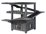 4 Tiers Outdoor Cat House Weatherproof Cat Tree Tower with Waterproof Roof and 2 Doors , Feral Cat 85852645