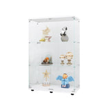 ZUN Two-door Glass Display Cabinet 3 Shelves with Door, Floor Standing Curio Bookshelf for Living Room W1806104444