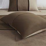 7 Piece Faux Suede Comforter Set Brown Queen B03596967