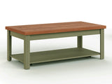 48 inch Coffee Table, No Assembly Required, Sage Green and Fruitwood Finish B108P160214