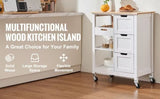 ZUN Rolling Portable Small Kitchen Island Cart on Wheels with Solid Wood Top, Dining Room Serving W2557P180169