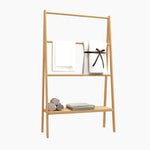 ZUN Bamboo Ladder Towel Rack with Storage Shelf 20210408