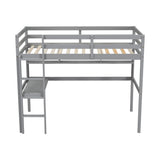 ZUN Twin Size Loft Bed with desk and shelves, Safety Guardrail and ladder,Grey W504P181852