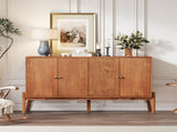 Vintage Sideboard Buffet Cabinet, 56.8" W x 18" D x 34.2" H, 4-Door Storage Cabinet with Metal N780P347334D