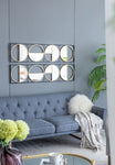 ZUN 47.2" Eclectic Styling Metal Beaded Black Wall Mirror with Contemporary Design for Bedroom,Liveroom W2078124372