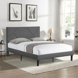 Full Size Upholstered Platform Bed Frame with Headboard, Strong Wood Slat Support, Mattress W21438522